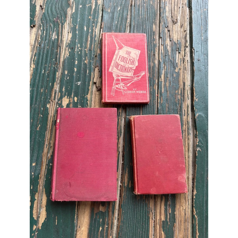 Vintage Antique Red Book Bundle The Foolish Dictionary Idylls of the King Set